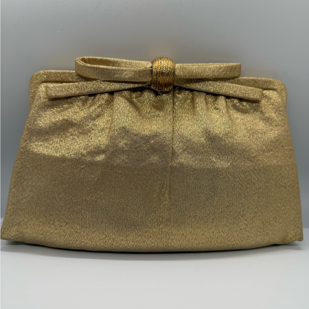 Vintage Elegant Gold Clutch Bow Bag